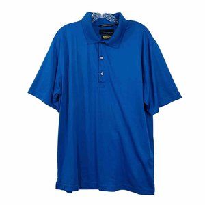 Greg Norman Polo Golf Shirt Mens Sz L Royal Blue Textured Stripe Wicking PlayDry